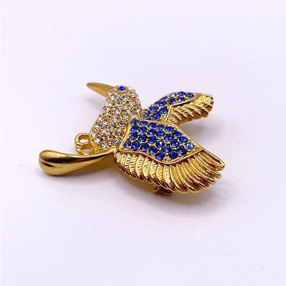 Vintage 1999 Plainville Stock Co PSCO Rhinestone Hummingbird Pin Brooch 2” - Picture 4 of 7